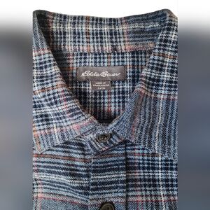 Eddie Bauer Small Blue Plaid Flannel Button Down Shirt
